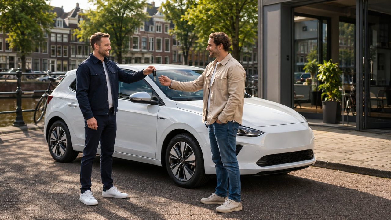 Autosleutel wordt overhandigd aan een klant